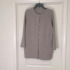 Soft Pure J. Jill Snap Front Heavyweight Ponte Knit Coat Beige Women's Size L/XL